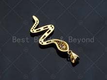 Load image into Gallery viewer, Colorful CZ Micro Pave Snake Shaped Pendant/Charm,Gold Big Cubic Zirconia Pendant Charm,13x33mm,sku#F1269