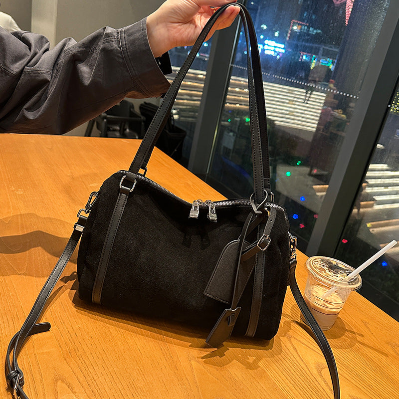 Matte Genuine Leather Retro Crossbody Bag | European & American Style | Women's Shoulder Bag