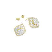Load image into Gallery viewer, Baguette Diamond CZ Gold Silver Marquise shape Stud Earrings, Sku#L737