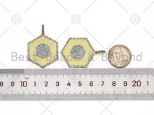 Load image into Gallery viewer, CZ Micro Pave Hexagon Shape Pendant, 18K Gold Filled Cubic Zirconia Hexagon Charm, Necklace Bracelet Charm Pendant,27x33mm, Sku#L620