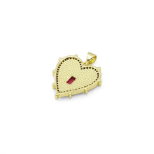 Load image into Gallery viewer, Gemstone Pearl Spike Heart with Rectangle Center Stone Charm, Sku#LX300