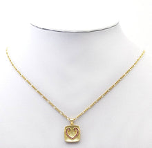 Load image into Gallery viewer, Fuchsia CZ Gold Heart On Square Tag Charm, Sku#LK759