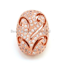 Load image into Gallery viewer, CZ Micro Pave Oval Spacer Beads 15x11mm/18x13mm,sku#G17