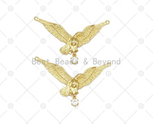Load image into Gallery viewer, Gold Eagle with Big Clear CZ  Shape Pendant, 18K Gold Filled Eagle Charm, Necklace Bracelet Charm Pendant, 55x34mm, Sku#LK457
