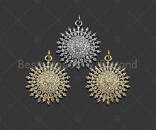 Load image into Gallery viewer, Gold Silver Sunflower Radical Flower Pendant,Cubic Zirconia Silver/Gold Charm, Necklace Bracelet Charm Pendant, 21x24mm, Sku#LK294
