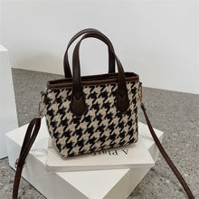 Load image into Gallery viewer, Women's Houndstooth Shoulder Bag | Checkered Wool Crossbody Handbag &amp; Messenger Tote