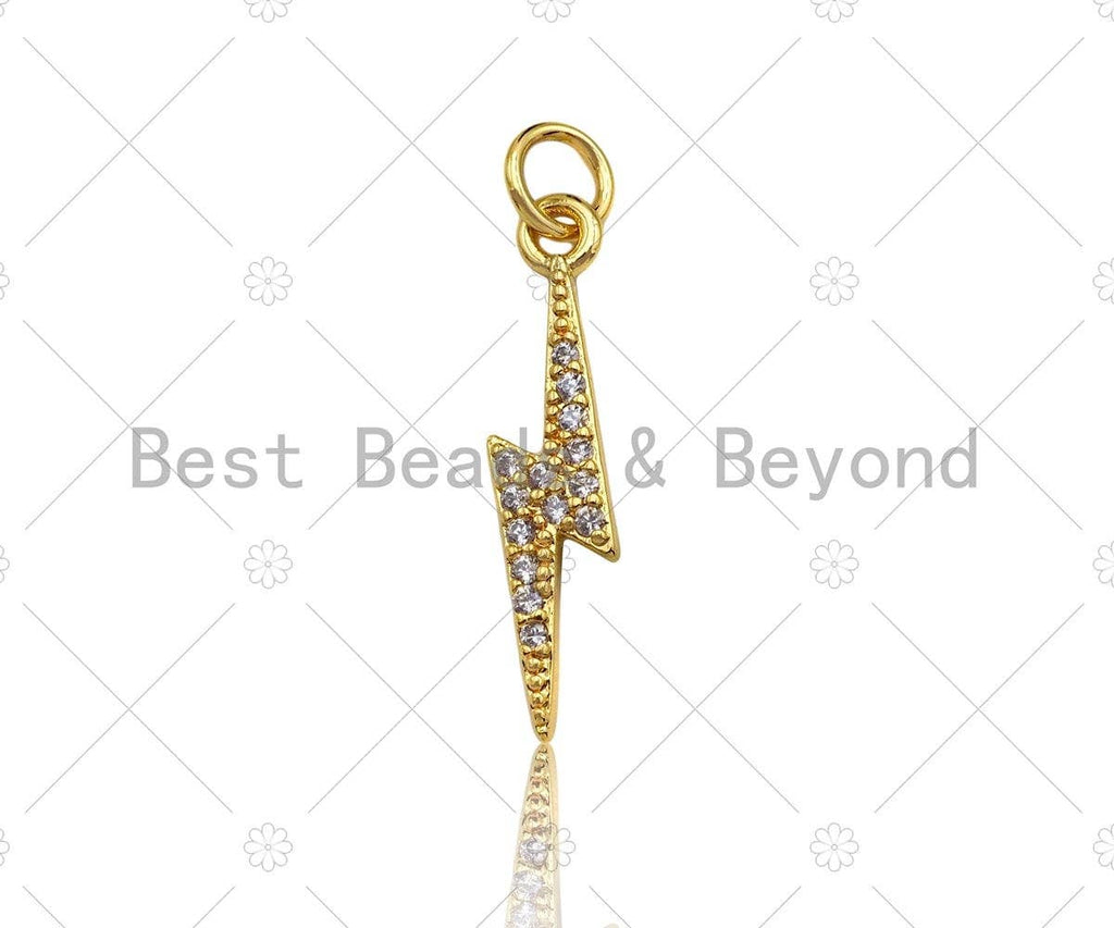 CZ Micro Pave Lightning Shape Pendant/Charm,Cubic Zirconia Charm,Necklace Bracelet Charm Pendant,4x20mm,Sku#LD22