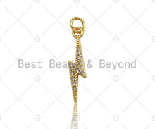 Load image into Gallery viewer, CZ Micro Pave Lightning Shape Pendant/Charm,Cubic Zirconia Charm,Necklace Bracelet Charm Pendant,4x20mm,Sku#LD22