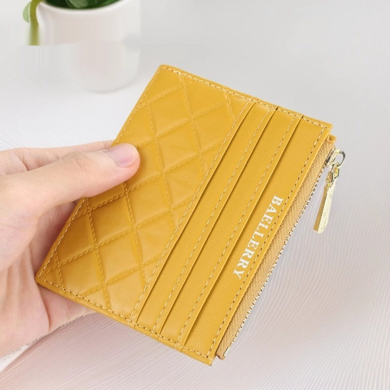 Slim Zippered ID Card Holder - PU Leather Driver's License Wallet with RFID Protection