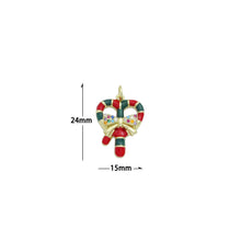 Load image into Gallery viewer, Gold Colorful Enamel Christmas Candy Cane Charm Pendant,Sku#LK1223