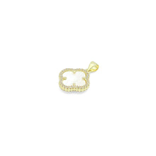 Load image into Gallery viewer, Clear CZ Double sided Mother of Pearl Gold flower Charm Pendant,Sku#LX881