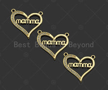 Load image into Gallery viewer, Gold Filled CZ Micro Pave Mama On Heart Shape Pendant,18K Gold Filled Mama Charm, Mother's Day,Necklace Bracelet Pendant,22x20mm,Sku#LD120