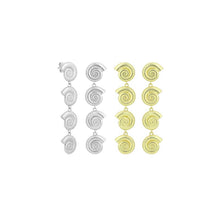 Load image into Gallery viewer, Silver Gold String Snail Shell Dangle Earrings, Sku#A471