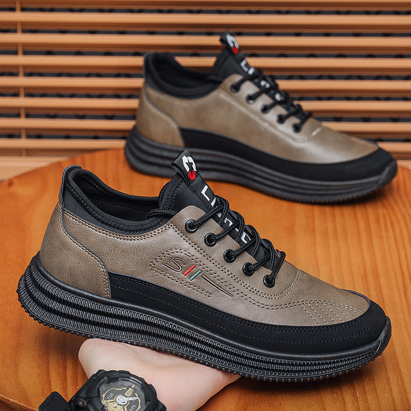 Men's Casual Sports Sneakers – Stylish PU Leather Round Toe Shoes