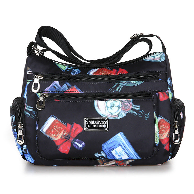 Women's Printed Canvas Shoulder Bag – Floral & Landscape Pattern Crossbody Handbag