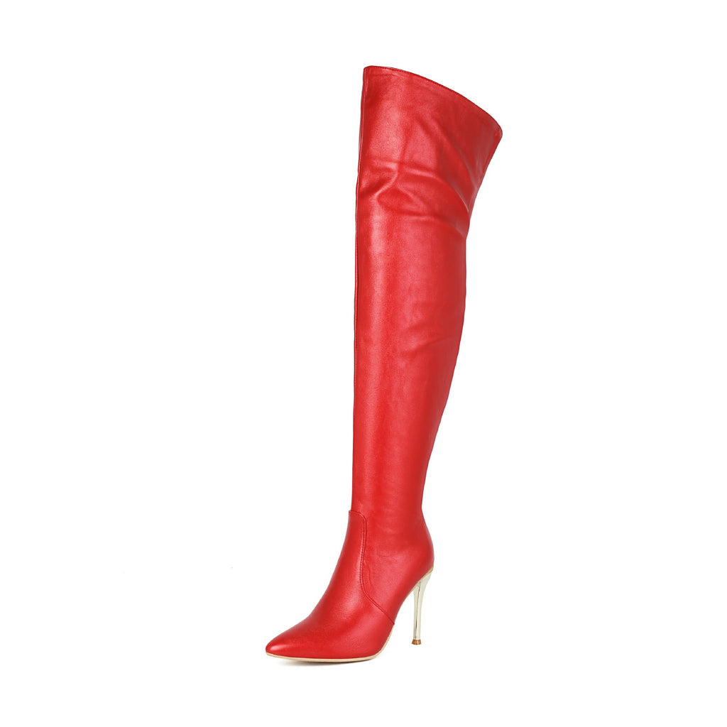 Women's Pointed-Toe Stiletto Over-the-Knee Boots - High Heel Fashion Boots