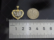 Load image into Gallery viewer, CZ Micro Pave Filigree Heart Shape Pendant, Gold Plated Yoga Sign, Necklace Bracelet Charm Pendant, 18x17mm,sku#F1234