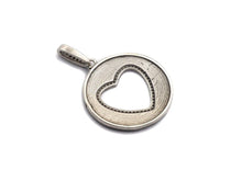 Load image into Gallery viewer, Antique Finish  CZ Micro Pave Hollow Out Heart Pendant, Silver Tone, 28x31mm,sku#F991C