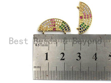 Load image into Gallery viewer, CZ Colorful Micro Pave Semicircle Shape Charm Pendant, Semicircle Shaped Pave Pendant, Gold plated, 10x21mm, Sku#F898