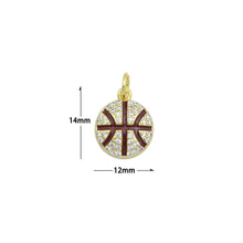 Load image into Gallery viewer, CZ Enamel Gold Basketball Charm Pendant, Sku#LK1161