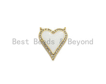 Load image into Gallery viewer, Enamel White and Black heart Pendant, CZ Micro Pave Oil Drop Heart pendant, Enamel Jewelry,16x19mm, #Z481
