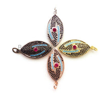 Load image into Gallery viewer, CZ Micro Pave Mixed Color Marquise Shape Evil Eye Charm/Pendant, Cubic Zirconia Pendant,13x30mm, sku#F22