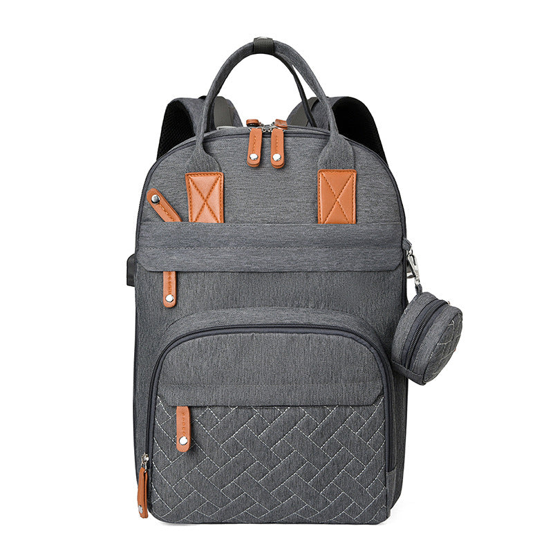 Waterproof Plaid Stroller Bag with USB Charging Port & Dry-Wet Separation – Lightweight Baby Diaper Bag