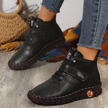 Load image into Gallery viewer, Women's Lace Up Platform Ankle Boots – Flat Platform PU Leather Booties