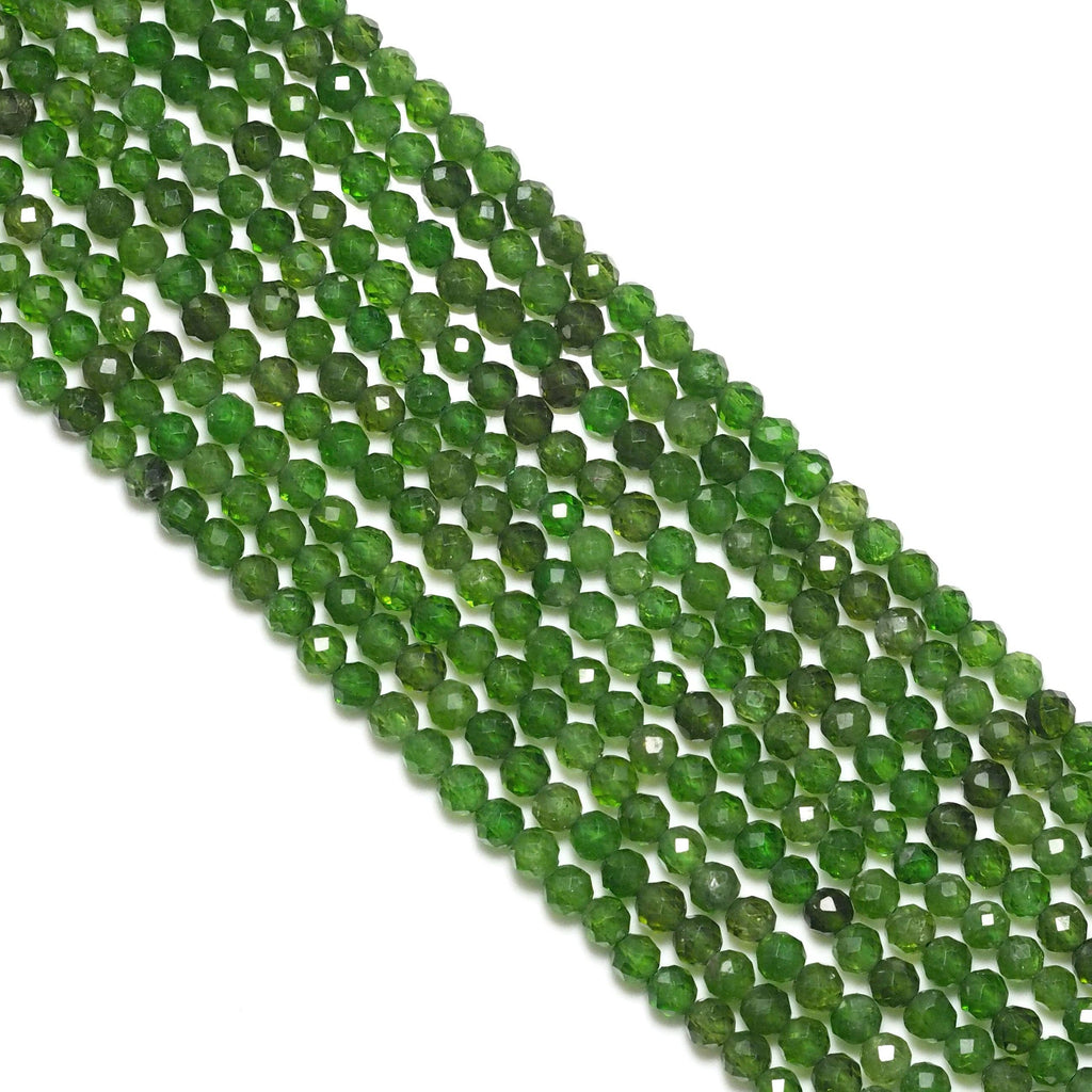 Genuine Green Diopside Round Faceted Beads, Sku#U1743c