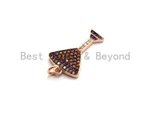 Load image into Gallery viewer, 14x23mm CZ Micro Pave Cocktail glass Charm/Pendant,CZ Paved Wine Glass Charm, Gold,Silver, Rose Gold,Gunmetal plated,sku#F745