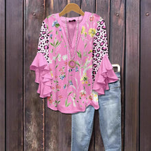 Load image into Gallery viewer, V-neck Fashion Lotus Edge T-shirt Women's Top