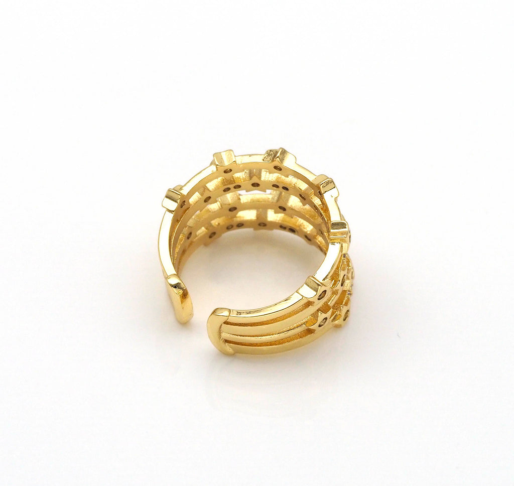 CZ Multi Lines Star Ring, Sku#X208