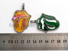 Load image into Gallery viewer, NEW Enamel Colorful Mick Jagger Rolling Tongue Pendant,CZ Micro Pave Tongue pendant,Enamel pendant,Enamel Jewelry,34x43mm,sku#F576C