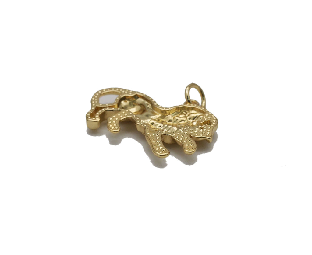 Gold CZ Runniing Lion Charm, Sku#LX91