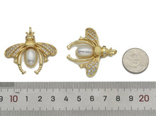 Load image into Gallery viewer, Large Pave CZ Gold Pearl Bee Insect Charm, Sku#LX147