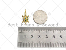 Load image into Gallery viewer, Colorful CZ Micro Pave Turtle Shape Pendant/Charm,18K Dainty Gold Charm, Necklace Bracelet Charm Pendant,11x19mm,Sku#LK296