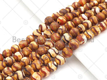 Load image into Gallery viewer, Natural Tibetan Brown Agate with Double Wavy Line Beads,8mm/10mm/12mm Agate Beads, Tibetan Round Smooth Agate,15.5" Full Strand, Sku#U1104