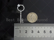 Load image into Gallery viewer, CZ Micro Pave Key With Round Ring Shape Pendant , Gold/Silver/Black/Rose Gold Plated Key, Necklace Bracelet Pendant, 12x33mm,sku#L285