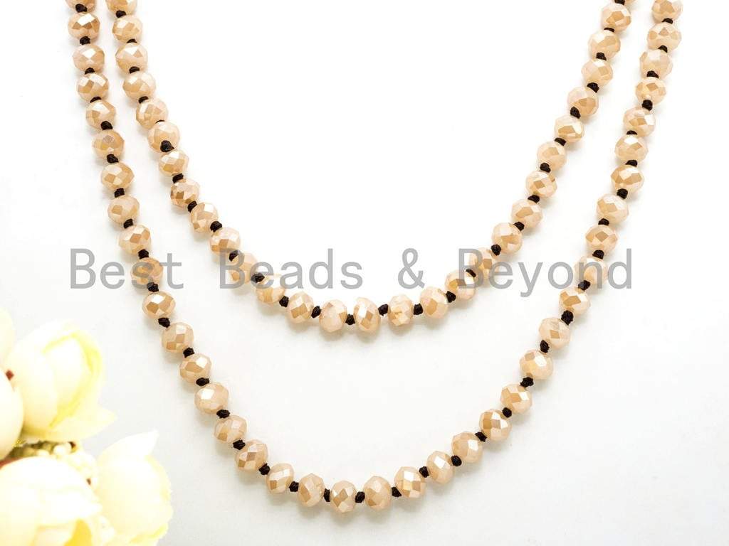 60 Extra Long Knotted Crystal Necklace