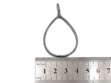 Load image into Gallery viewer, CZ Micro Pave Teardrop Frame Pendant,Antique Silver Finish,  Cz Big Pave Water Drop  Charm Pendant,33x49mm,sku#F982