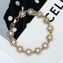 Load image into Gallery viewer, CZ Gold Silver Flower Bezel Setting Bracelet, Sku#B216