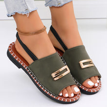 Load image into Gallery viewer, Women's Comfortable Fabric Strap Flat Sandals with Elastic Band - Round Toe Casual Shoes