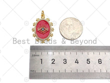 Load image into Gallery viewer, Gold Filled Evil Eye On Colorful Enamel Oval Shape Pendant, 18K Gold Filled Enamel Charm,Enamel Jewelry,20x27mm,Sku#L569