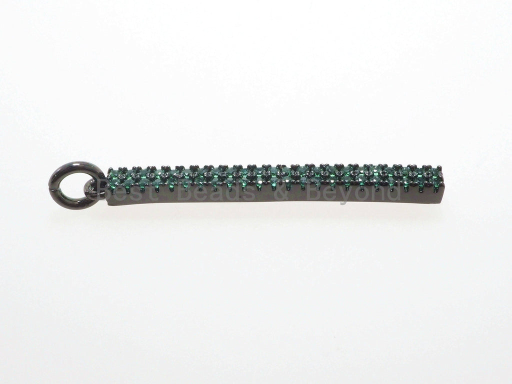 CZ Micro Pave Long Bar Pendant, Cubic Zirconia Strip Pendant, Green/Fuchsia/Turquoise/Cobalt/Black Micro pave pendant, 32x3mm, sku#F483