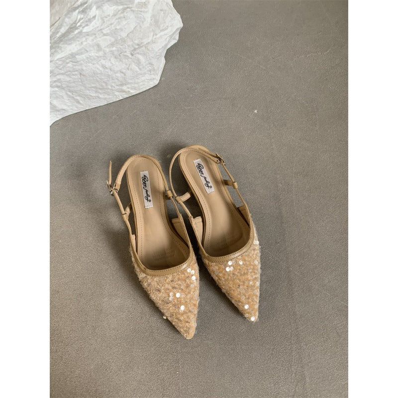 Women's Sequin Pointed-Toe Pumps | Elegant French-Style Heels