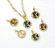 Load image into Gallery viewer, Paperclip Chain Necklace with Stone Sun Moon Charm, Sku#CL28