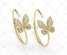 Load image into Gallery viewer, CZ MicroPave Bufferfly with Mother of Pearl Bangle Bracelet