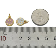 Load image into Gallery viewer, Tiny Cute Enamel Gold Smiley Face Charm, Sku#B333/LX141