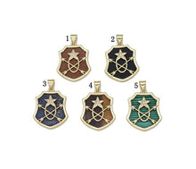 Load image into Gallery viewer, Gold CZ Star Arrows On Gemstone Shield Charm, Sku#LX108