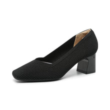 Load image into Gallery viewer, Women's Chunky Heel Square Toe Slip-On High Heels | Flyknit Upper | Multiple Colors